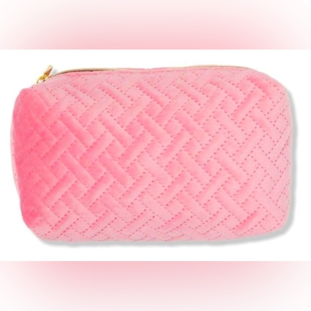 Pink Velvet Ulta Beauty Travel Cosmetic Makeup Bag w/gold-toned zipper